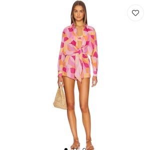 Feelin Groovy Romper in Fuschia Geo